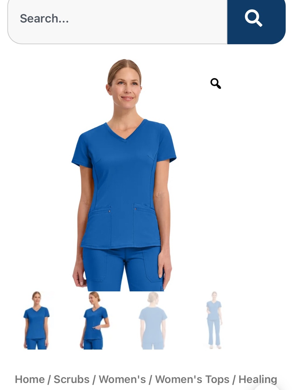 V-Neck Women's Scrub Top in Royal Blue